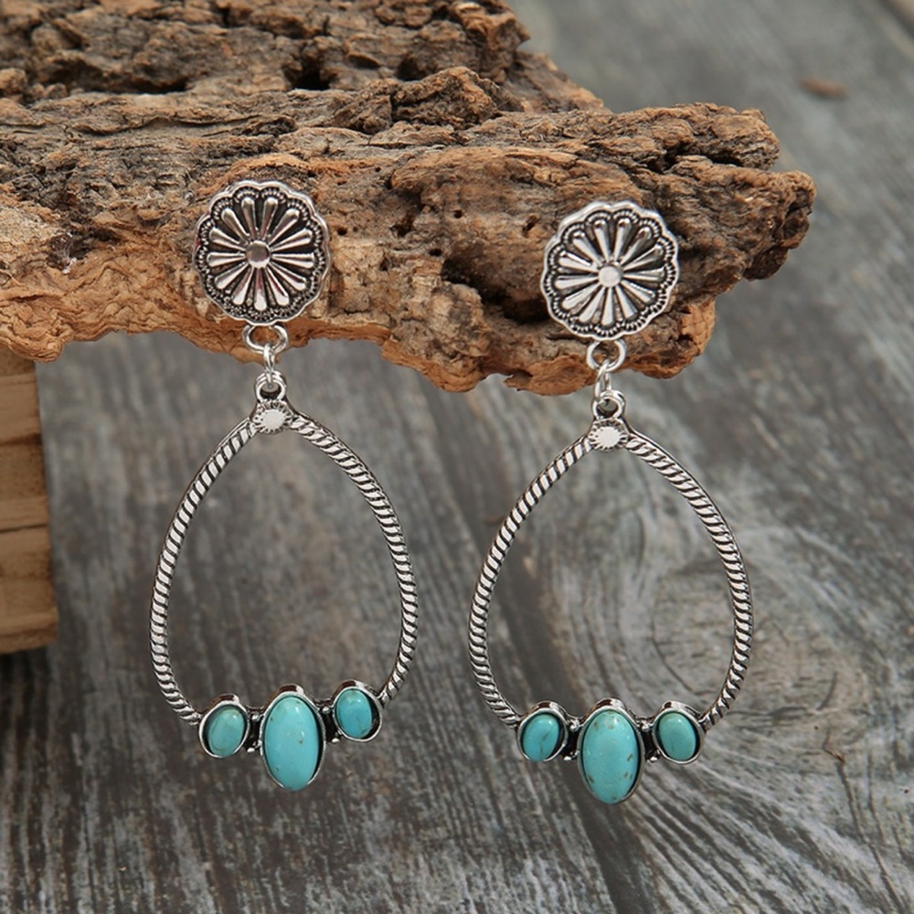Turquoise Teardrop Western Earrings – Boho Cowgirl Jewelry | 2 for $25